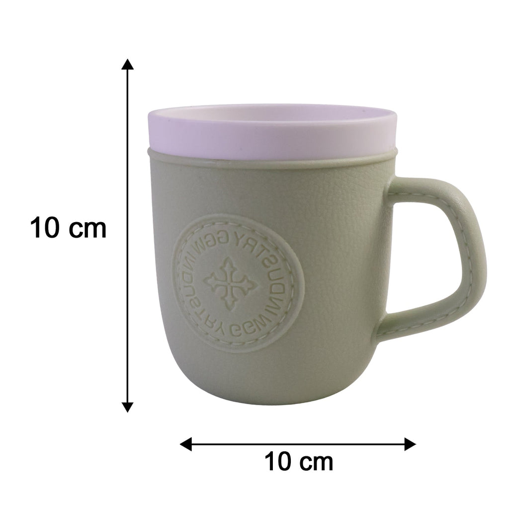 Plastic Coffee Mug With Handle Leather Texture Tea Cup For Home And Office (1 Pc)