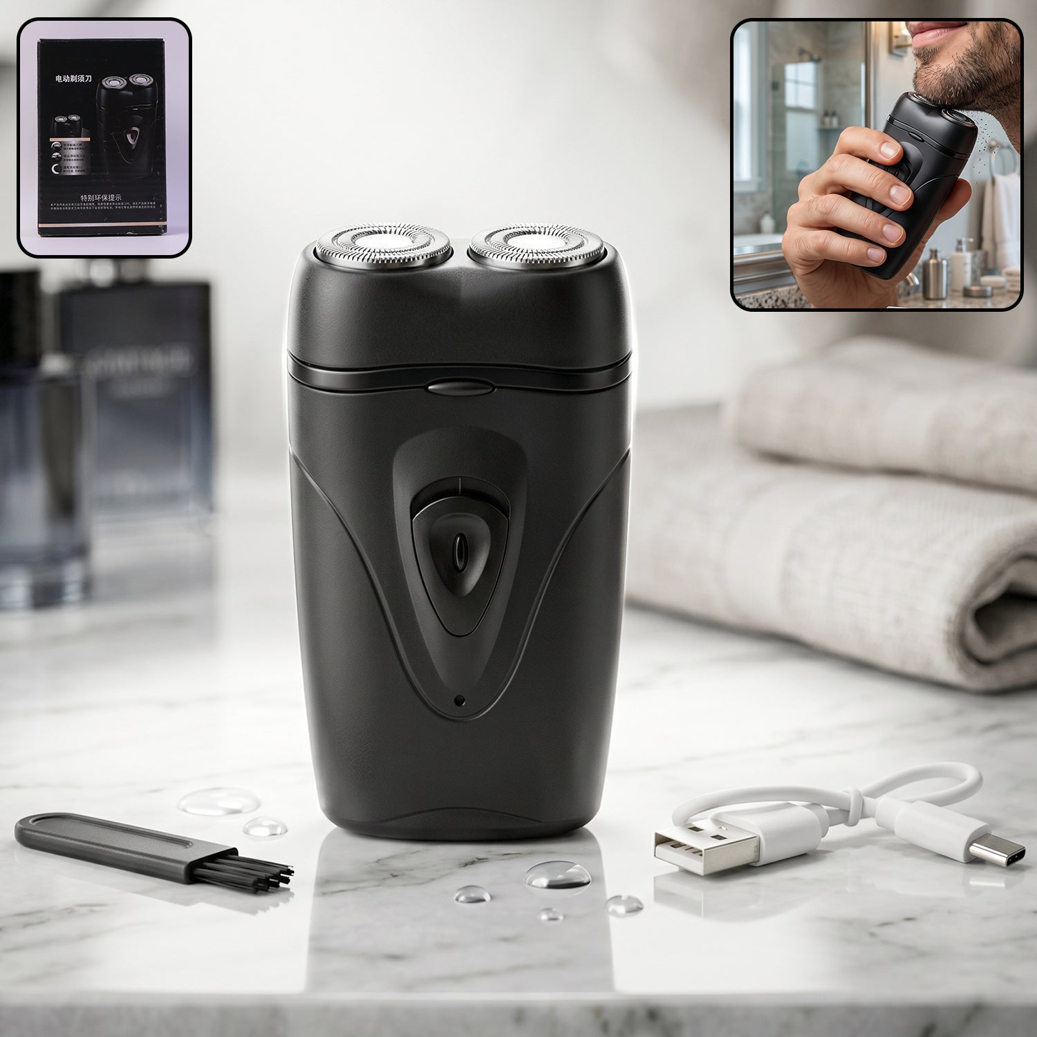 Portable Electric Shaver For Men  Compact Rechargeable  Cordless