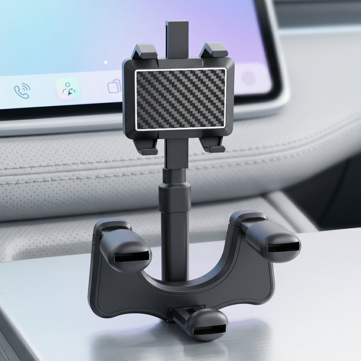 360 Degree Car Rear View Mirror Mobile Phone Holder  Adjustable  Secure Fit