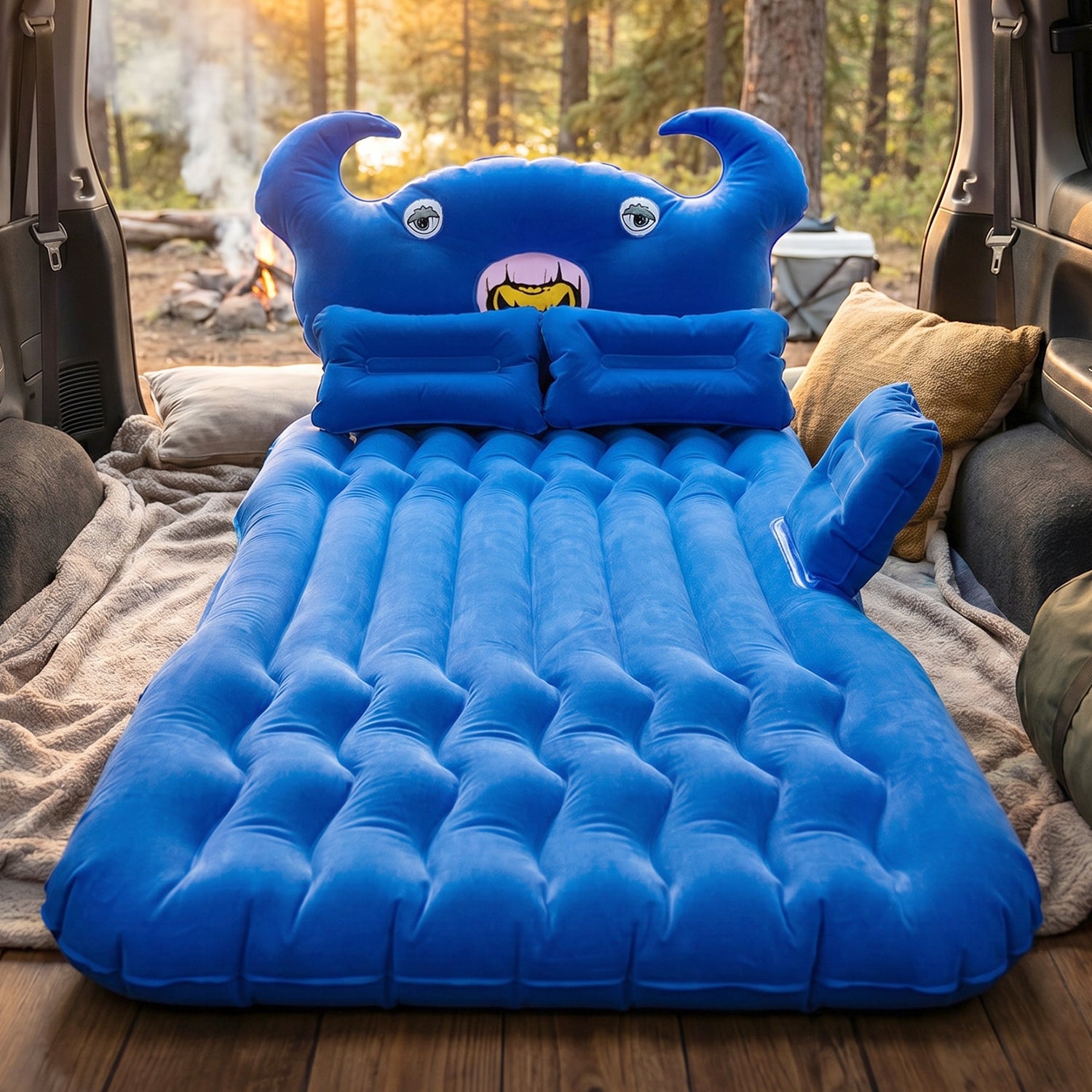 Car Air Mattress Bed Set With Inflatable Cushions And Pump  1 Set