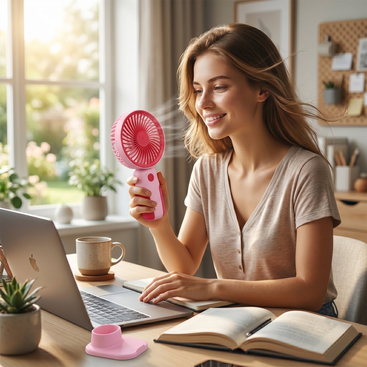 Mini Handheld Rechargeable Personal Fan With Stand Portable Usb Desk Fan (1 Pc)