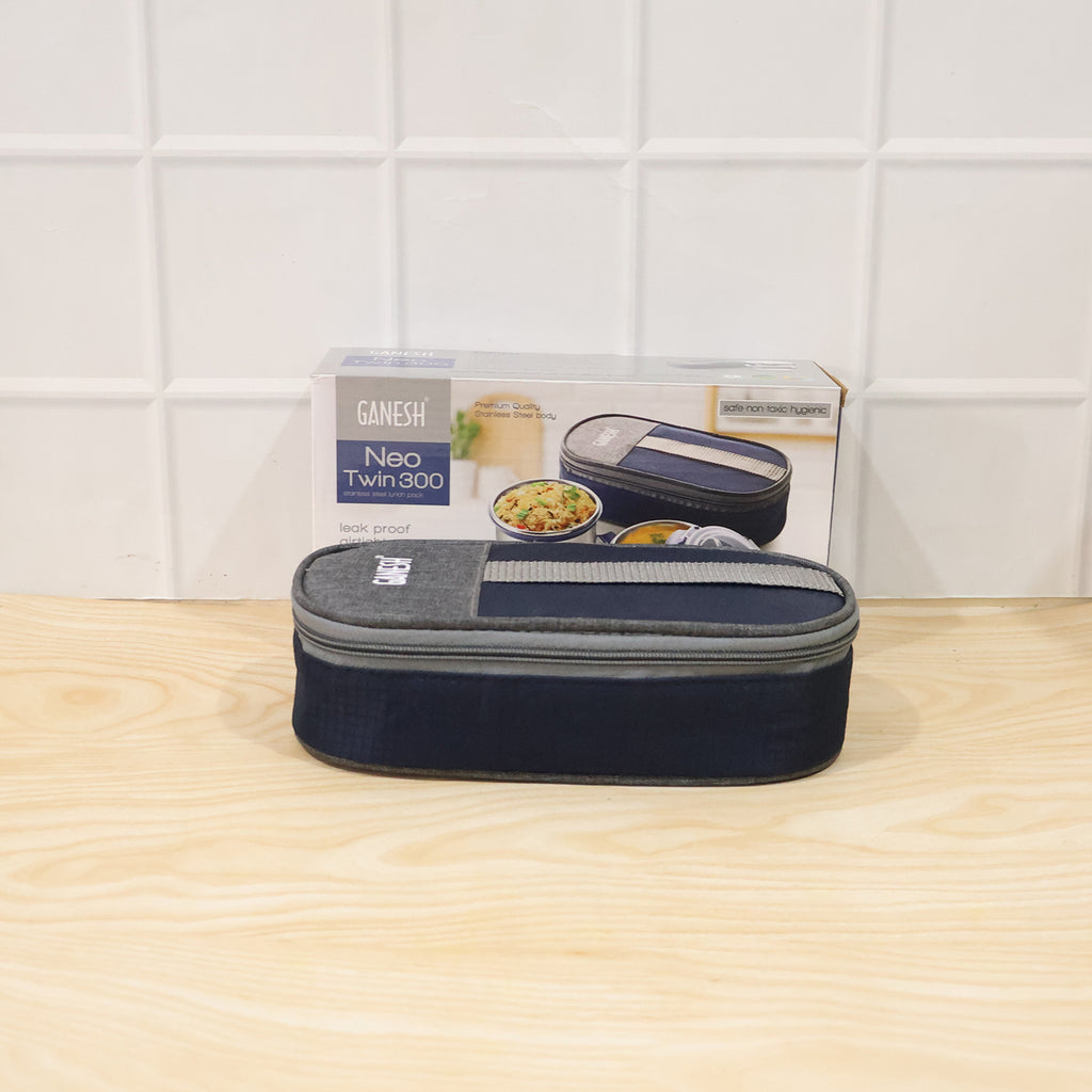 Ganesh Neo Twin 300 Stainless Steel Lunch Box Set (1 Set)