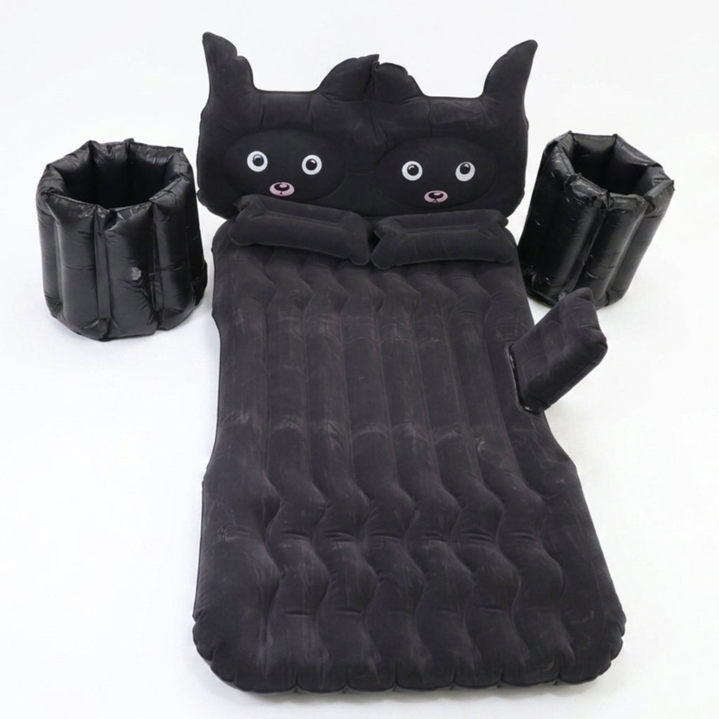 Cute Car Air Mattress Set With Black Cat Pillow For Comfortable Sleeping On The Go (1 Set)
