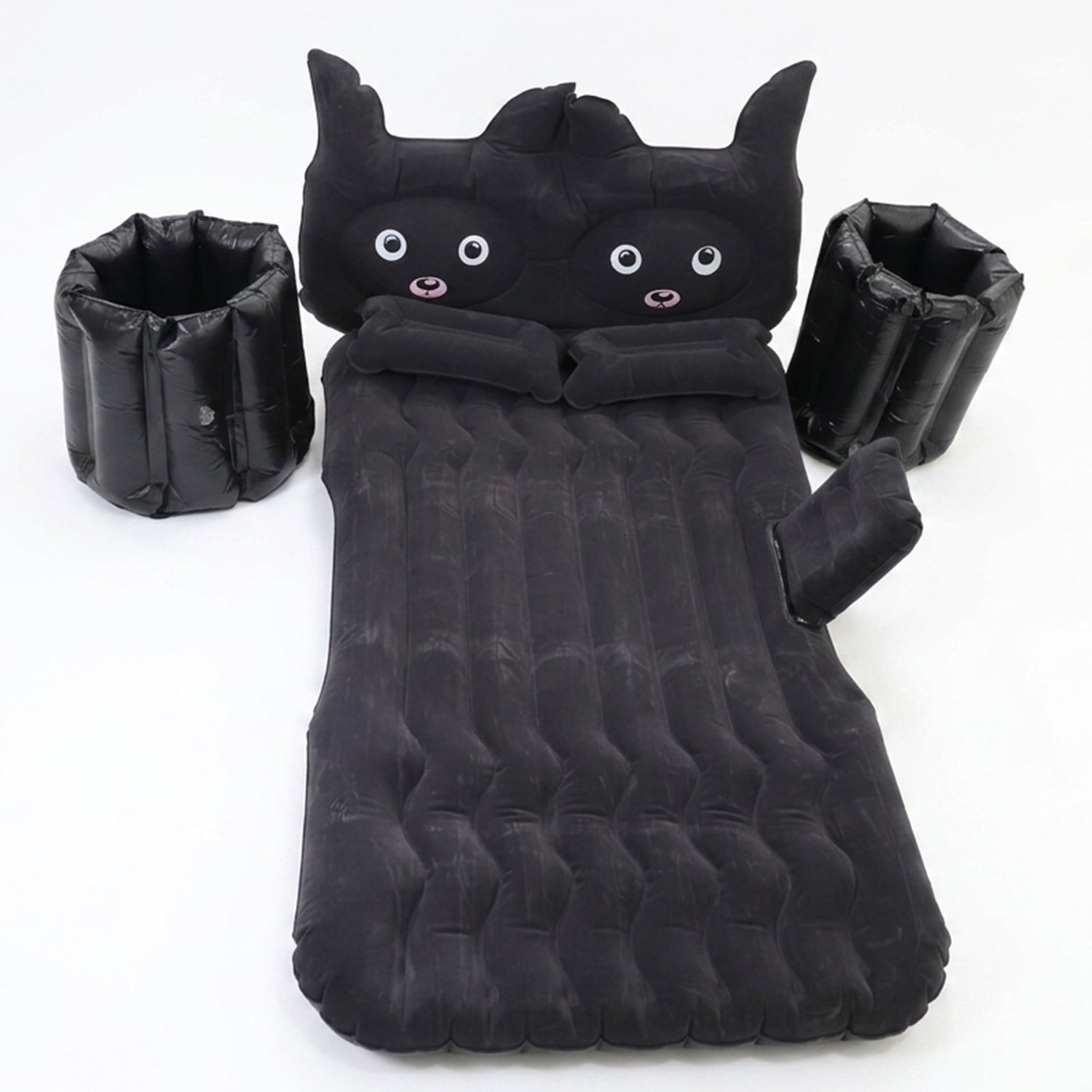 Cute Car Air Mattress Set With Black Cat Pillow For Comfortable Sleeping On The Go (1 Set)
