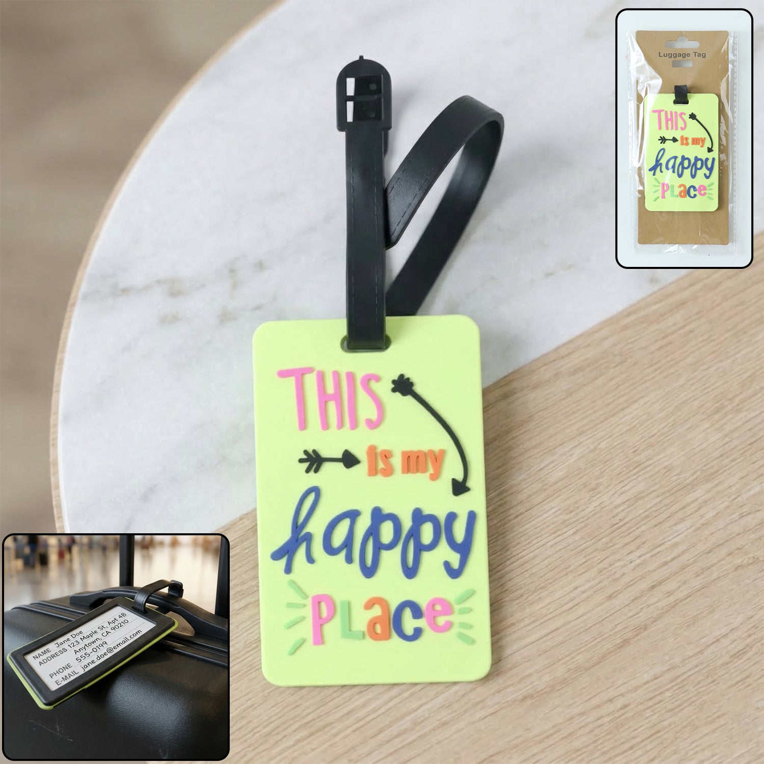 Colorful This Is My Happy Place Travel Identification Luggage Bag Tag (1 Pc)