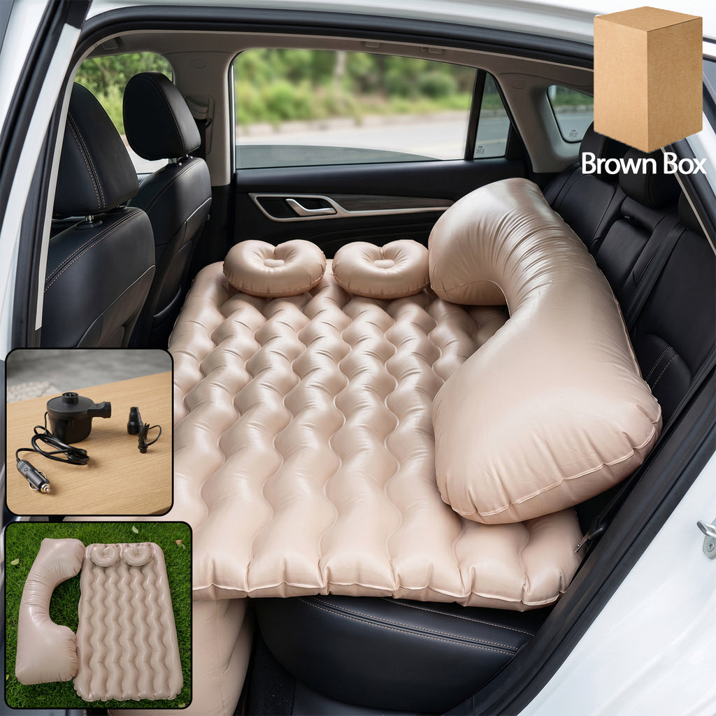 Car Air Mattress Bed Set With Inflatable Pillows And Air Pump For Comfortable Travel Sleeping (1 Set)