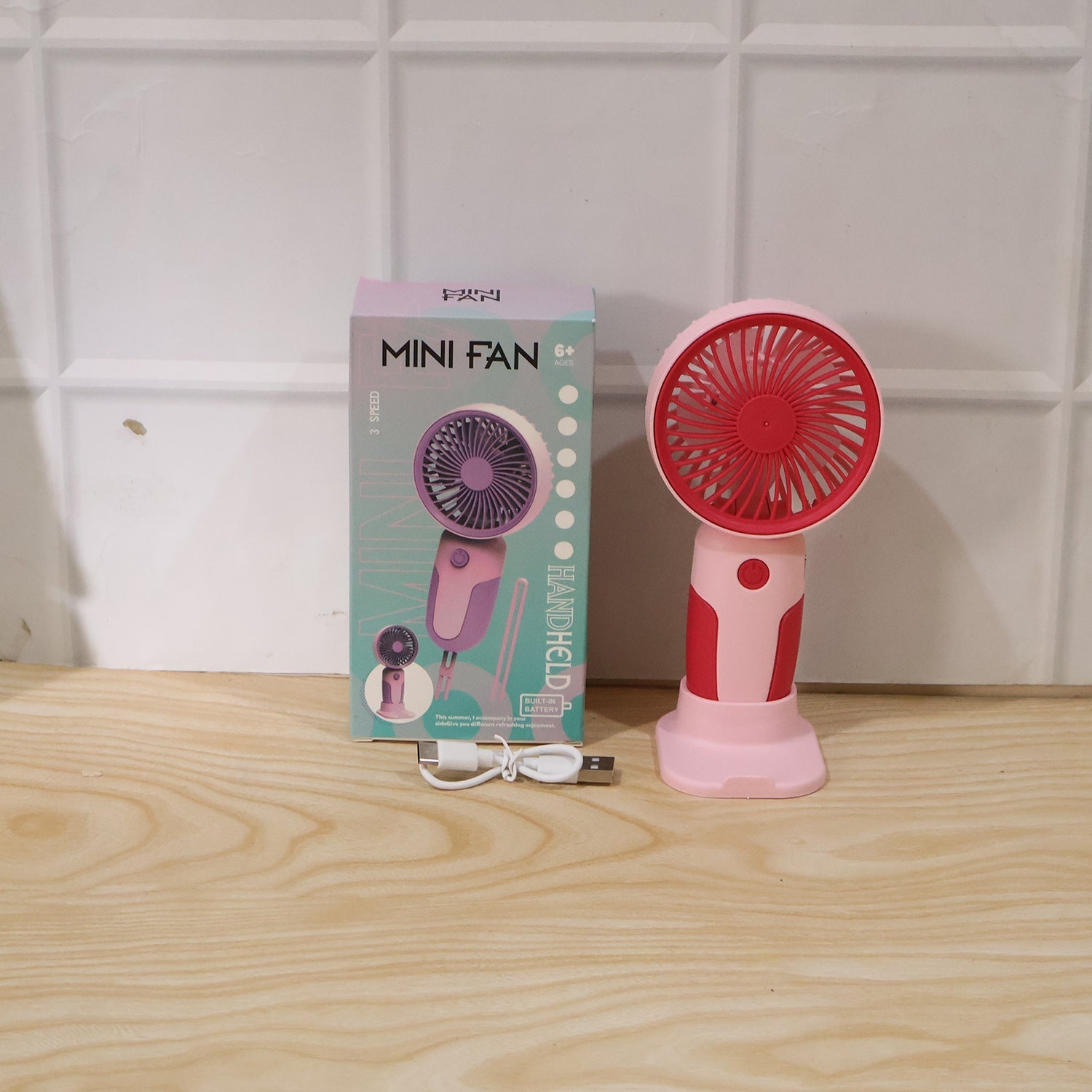 Mini Handheld Rechargeable Personal Fan With Stand Portable Usb Desk Fan (1 Pc)