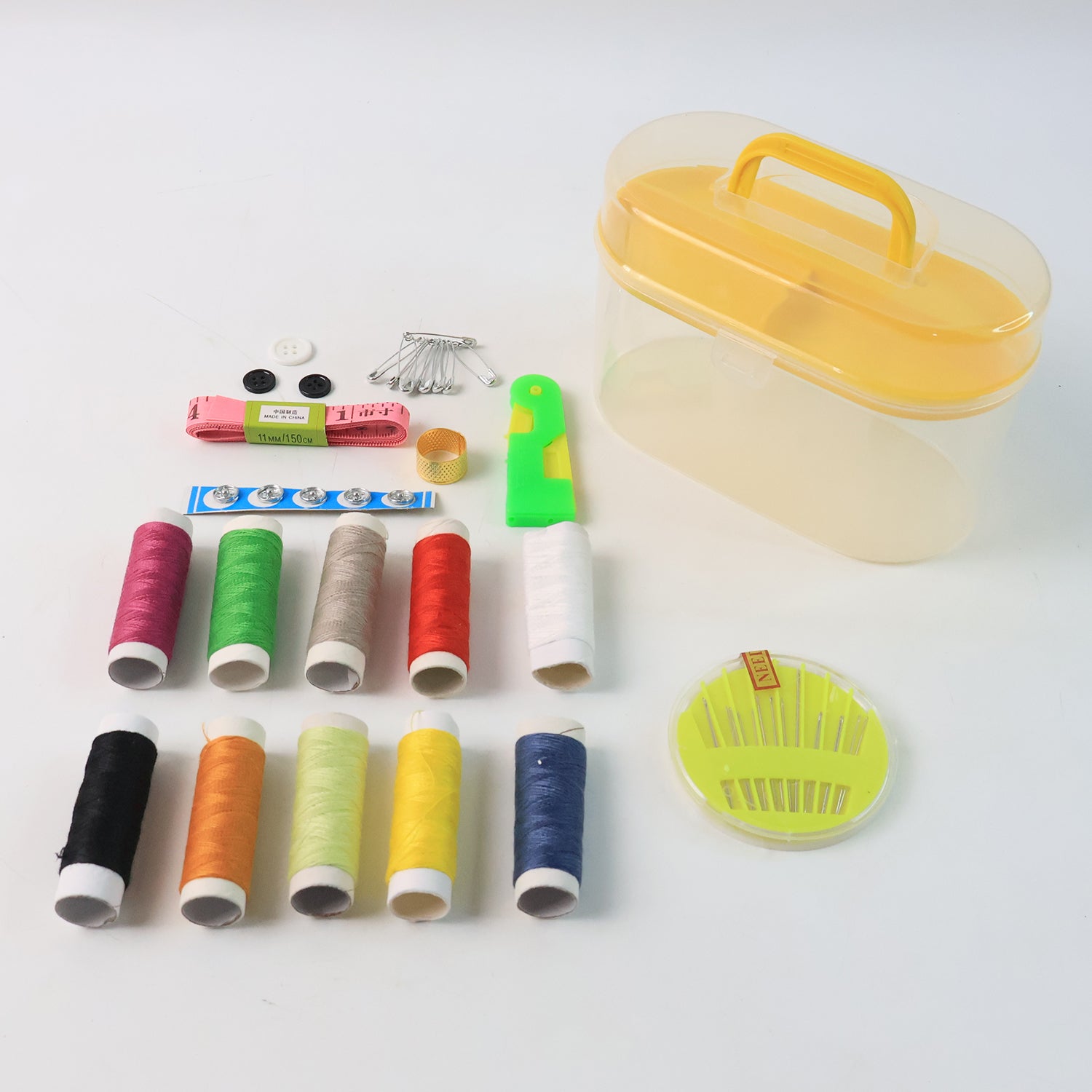 6573 Double Layer Small  Portable Travel Sewing Kits Box With Color Needle Threads Scissor Pin Hand Work Sewing Box Handwork Sewing Accessories