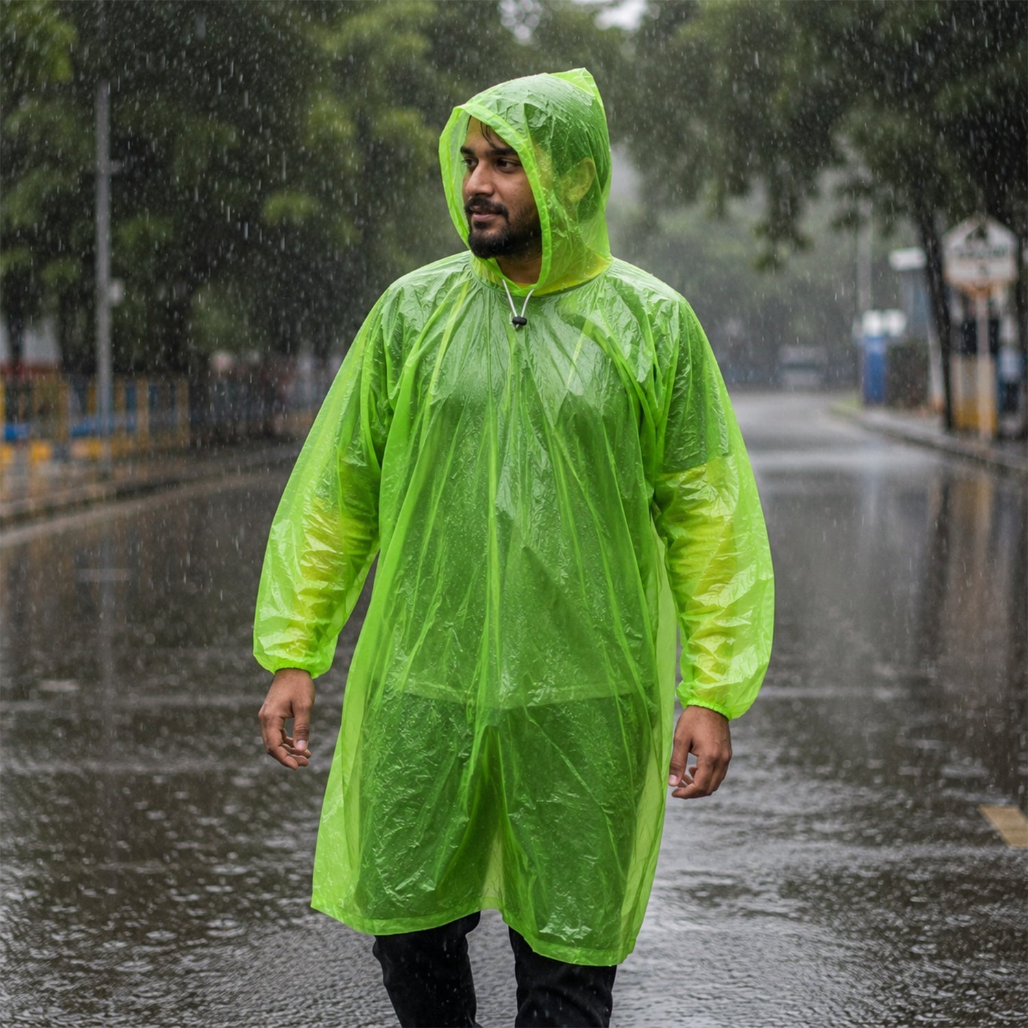 Reusable Waterproof Raincoat Hooded Long Rain Poncho For Men And Women (1 Pc)