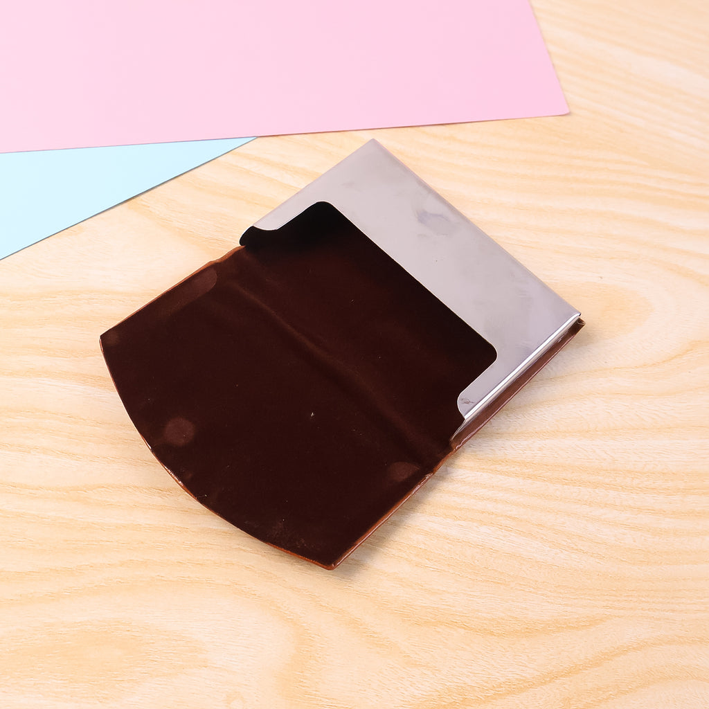 Leather  Stainless-steel Business Card Holder (1 Pc)