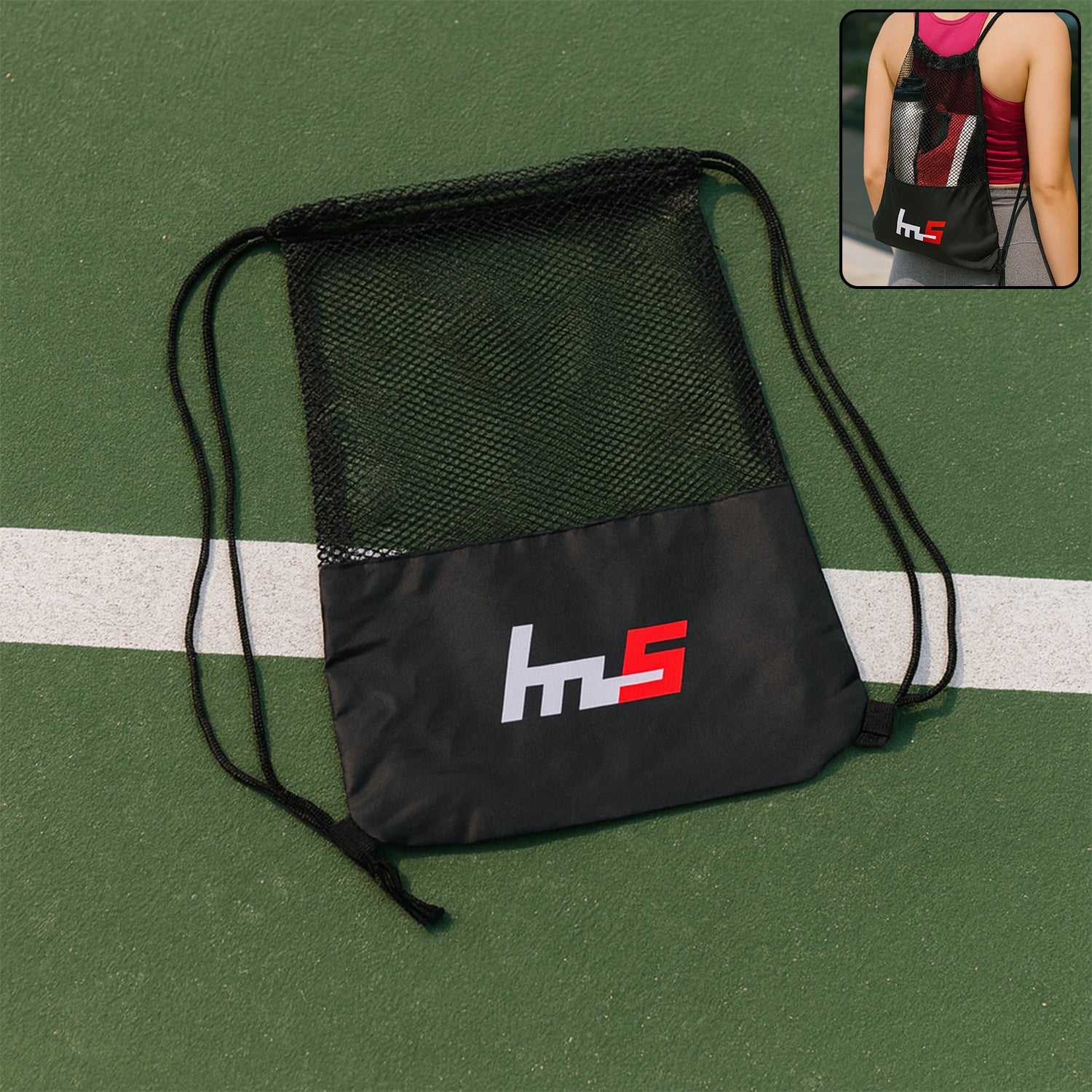 Mesh Drawstring Gym Sack  Breathable Sports Backpack (1 Pc)
