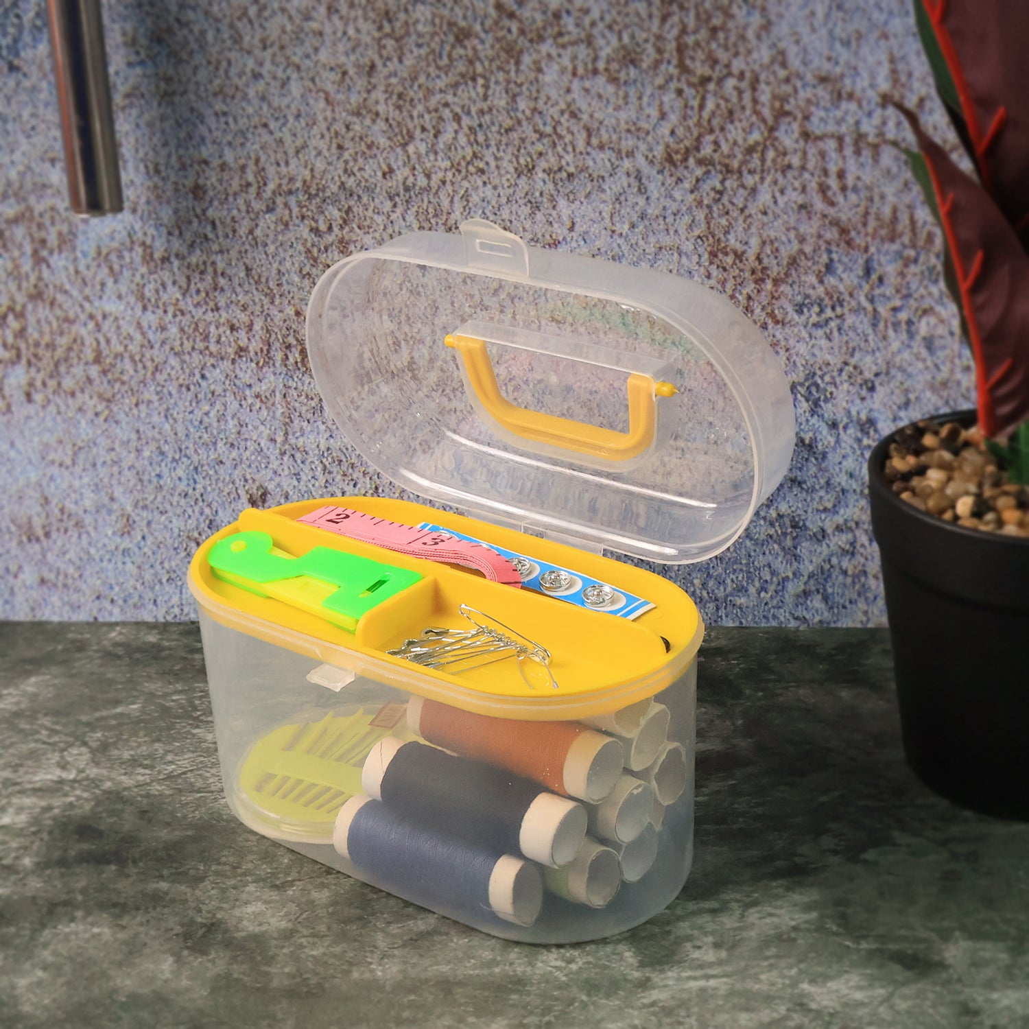 6573 Double Layer Small  Portable Travel Sewing Kits Box With Color Needle Threads Scissor Pin Hand Work Sewing Box Handwork Sewing Accessories