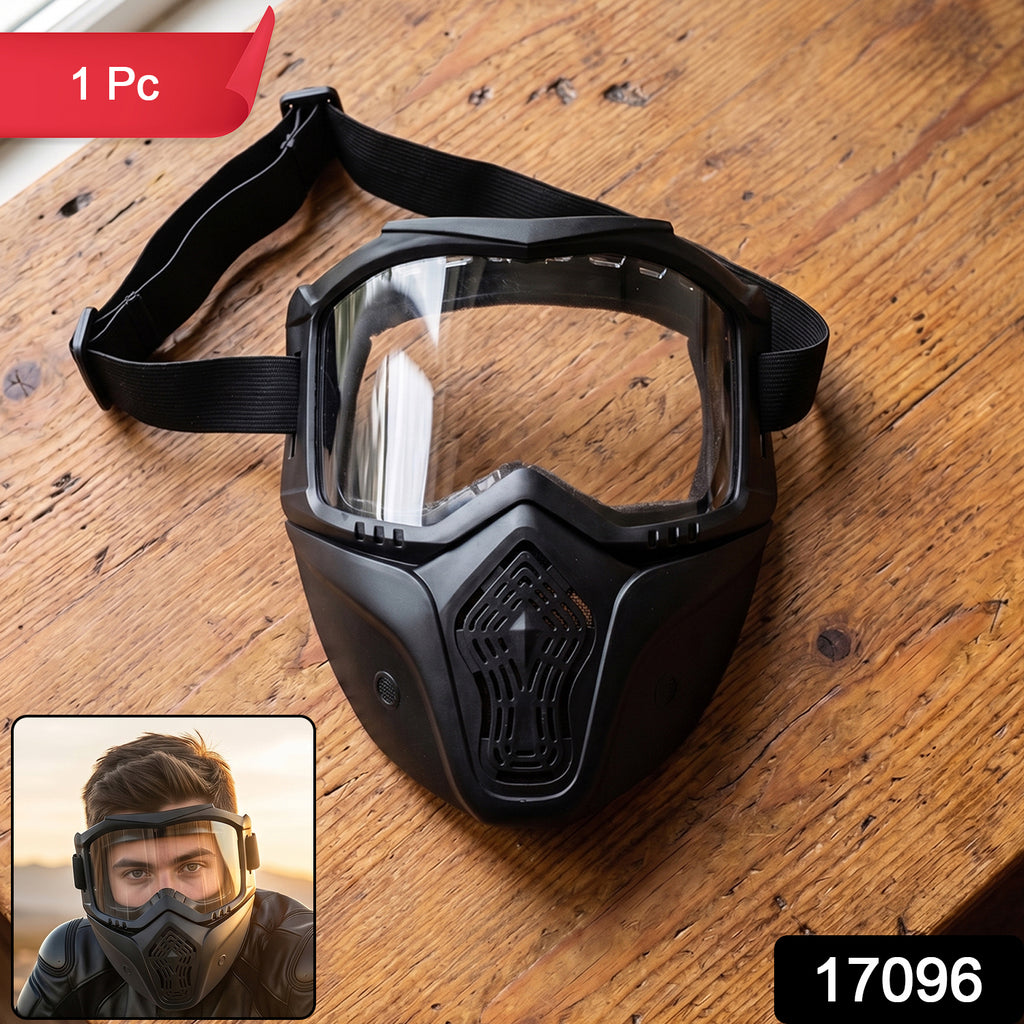 Protective Bike Goggle Face Mask Detachable Riding Glasses Dust Proof (1 Pc)