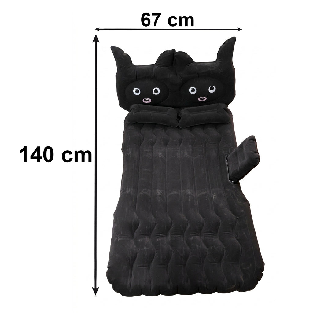 Cute Car Air Mattress Set With Black Cat Pillow For Comfortable Sleeping On The Go (1 Set)