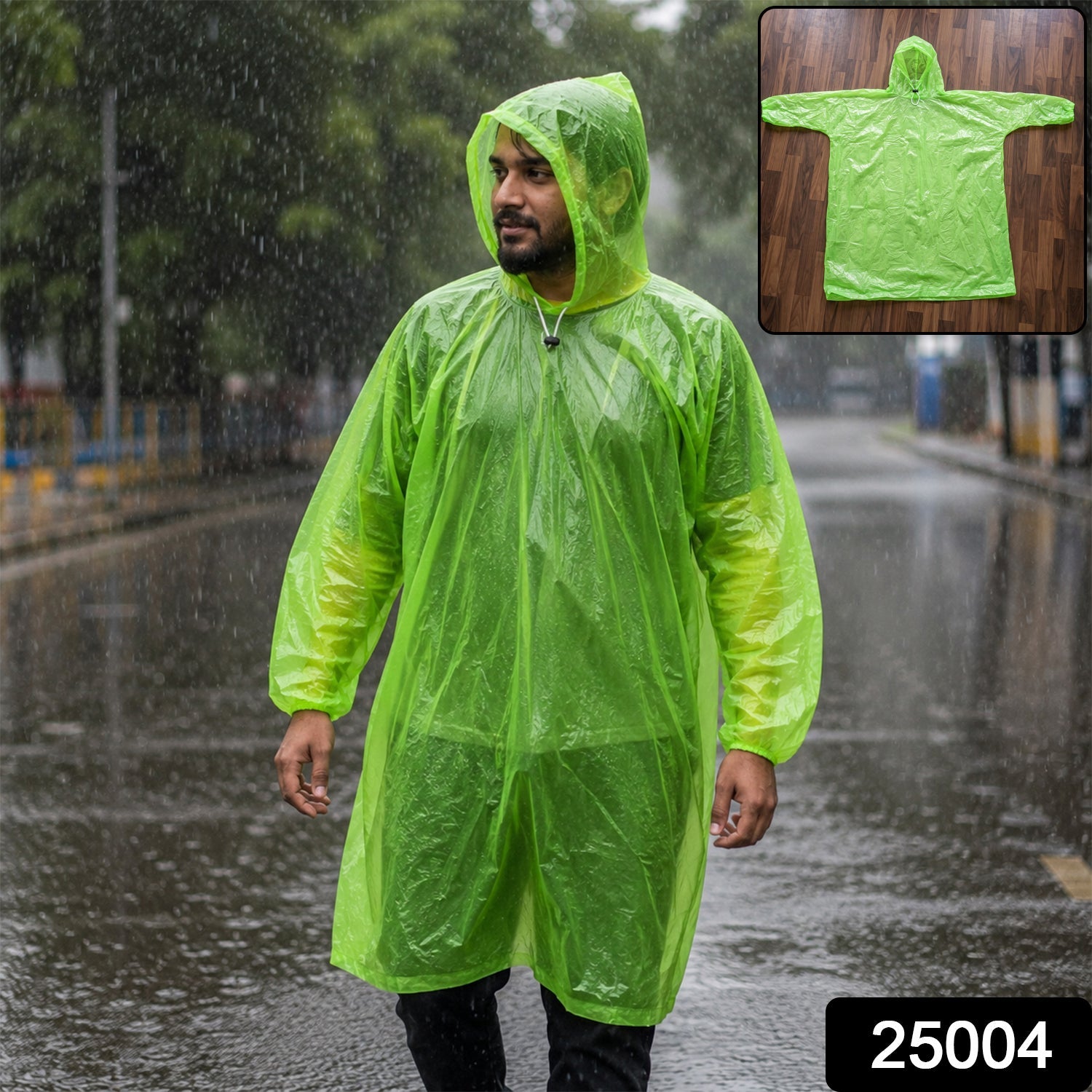 Reusable Waterproof Raincoat Hooded Long Rain Poncho For Men And Women (1 Pc)