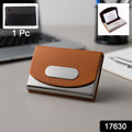Leather  Stainless-steel Business Card Holder (1 Pc)