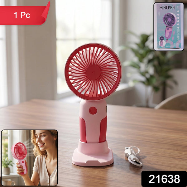 Mini Handheld Rechargeable Personal Fan With Stand Portable Usb Desk Fan (1 Pc)