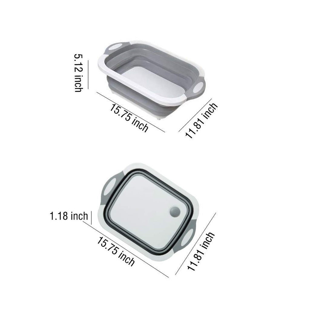 0098b (Brown Box) Foldable Chopping Board Dish Rack Washing Bowl  Draining Basket 3in1 Multi-function