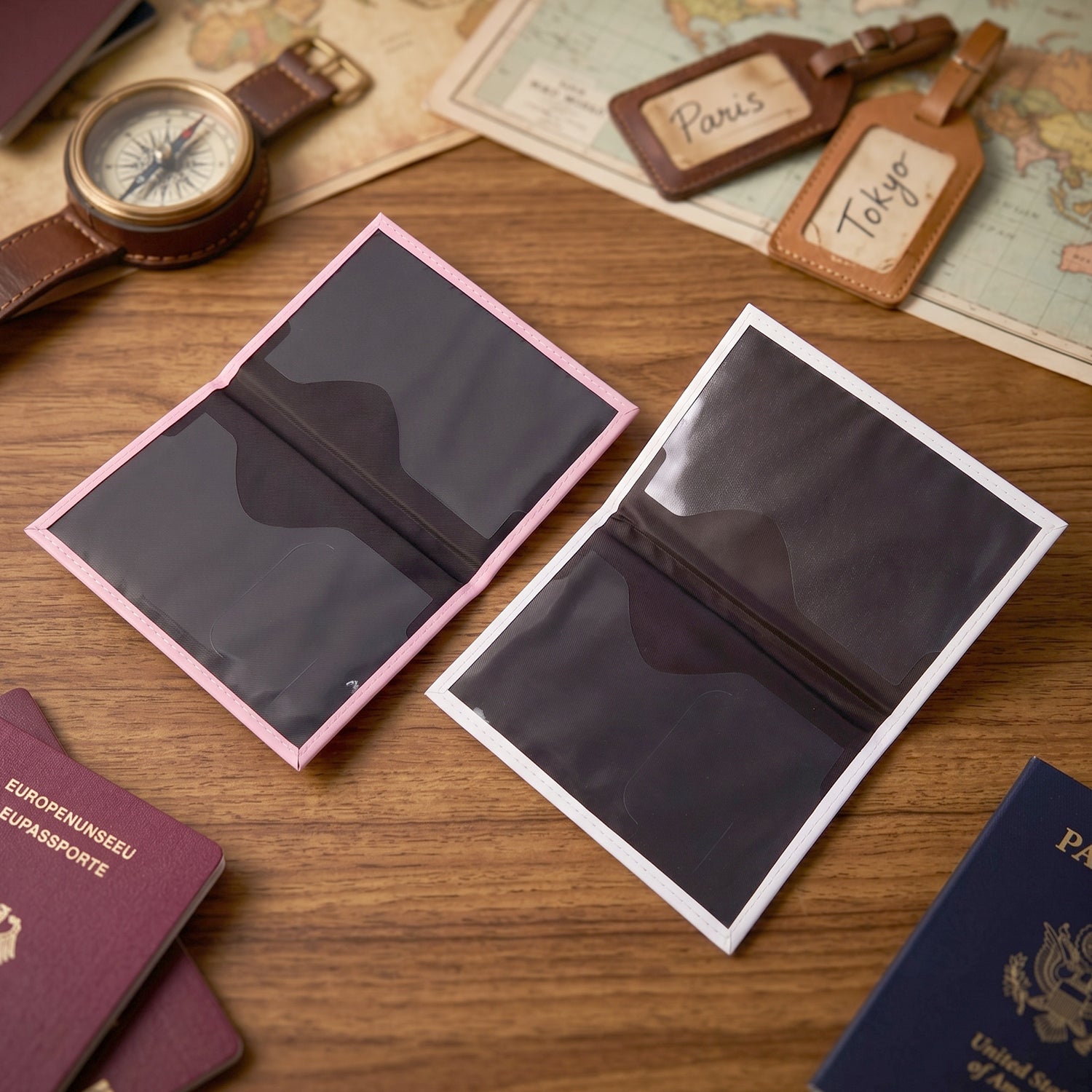 Mix Design Travel Passport Holder Wallet Document Organizer Cover Case (1 Pc)